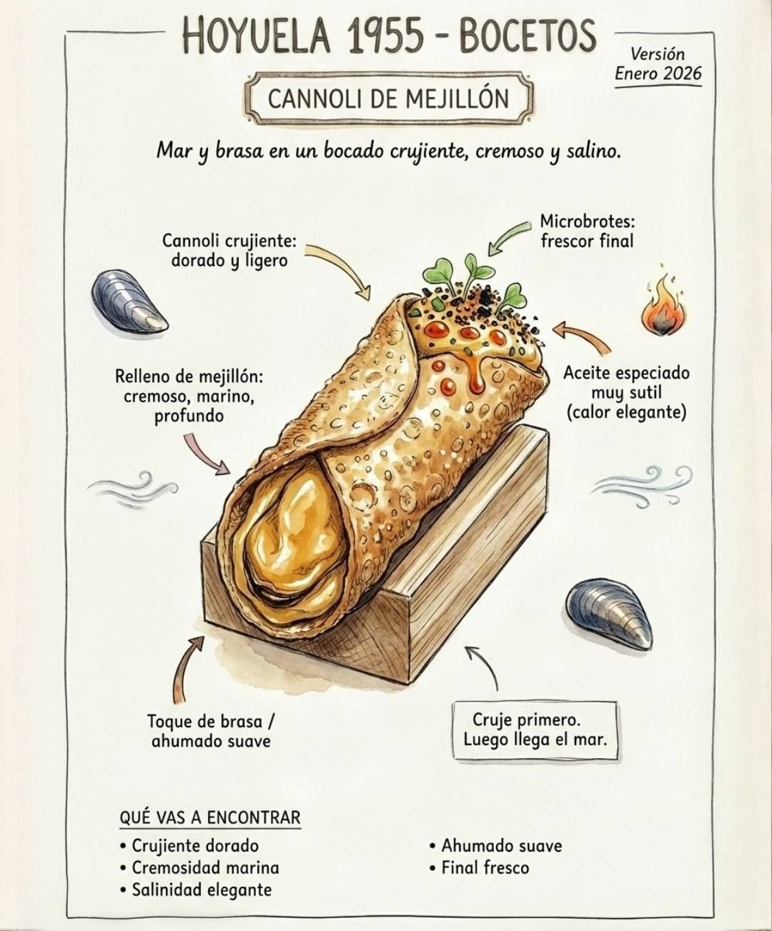 Boceto · Cannoli de mejillón