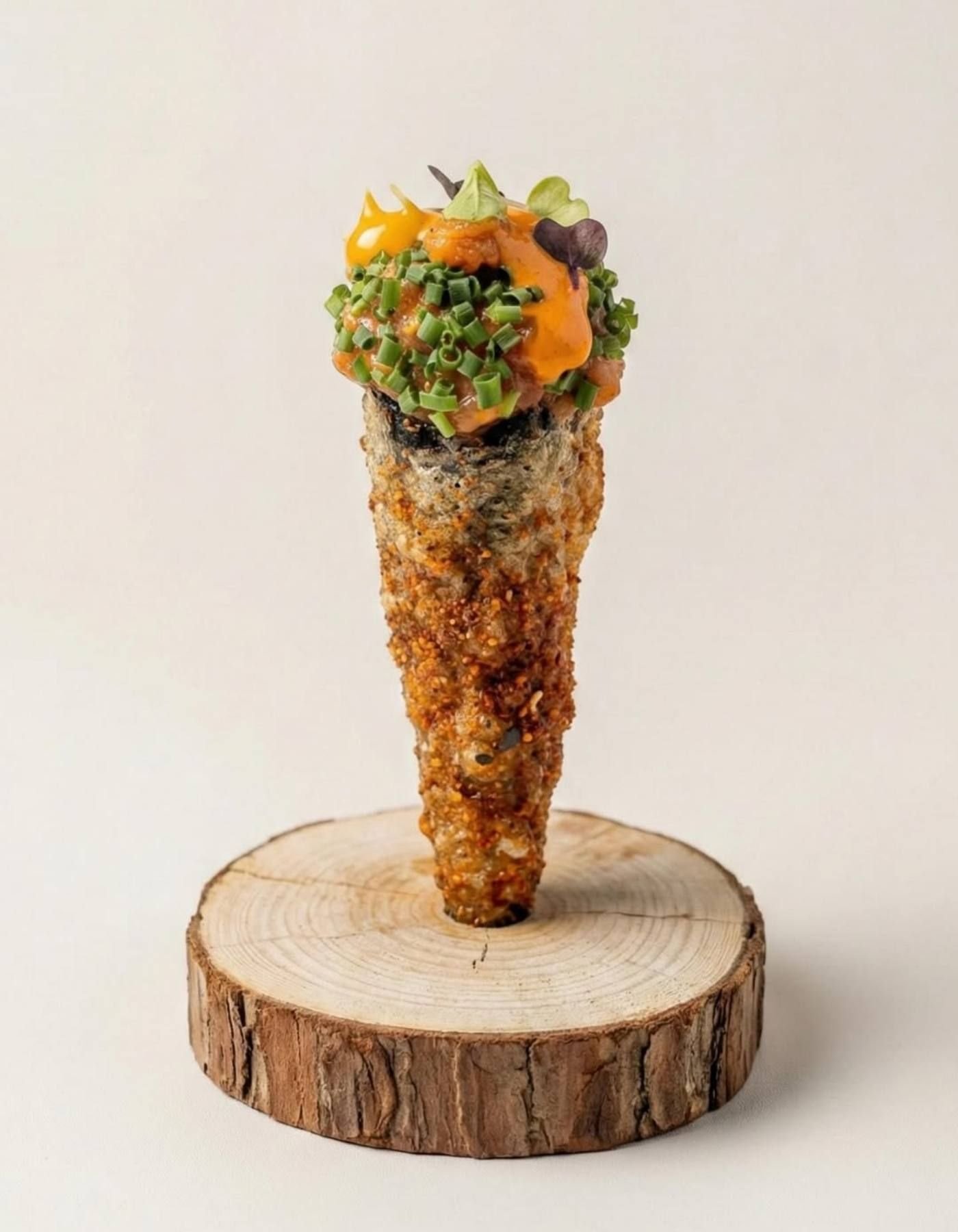 Plato · Temaki de atún y mijo nikkei